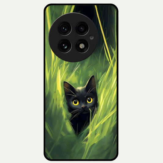 Hidden Cat Whisper Glass Case For OnePlus 13 back cover – full design glossy printed glass finish