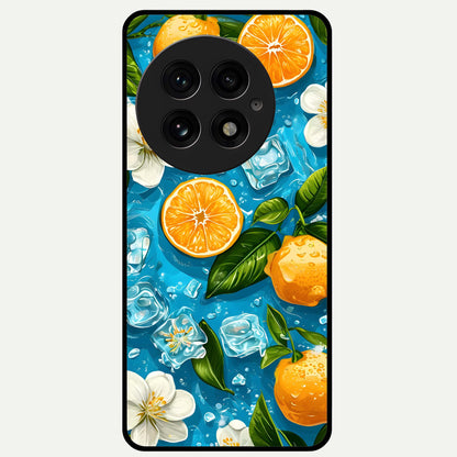  Ice Cube With Orange Glass Case For OnePlus 13 back cover – full design glossy printed glass finish