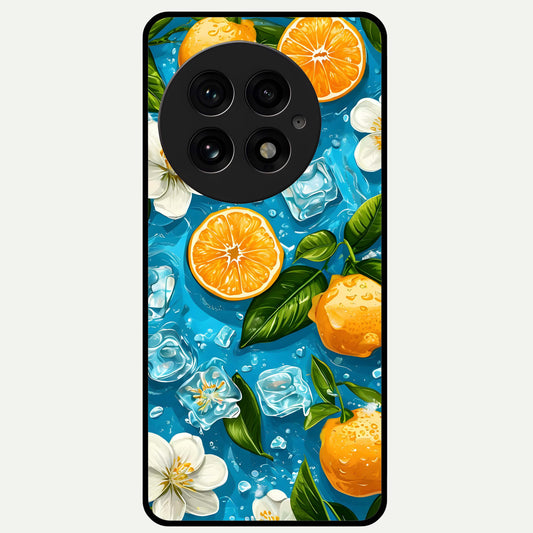  Ice Cube With Orange Glass Case For OnePlus 13 back cover – full design glossy printed glass finish