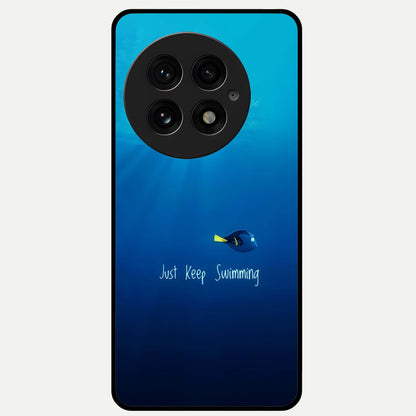  Just Keep Swimming Glass Case For OnePlus 13 back cover – full design glossy printed glass finish
