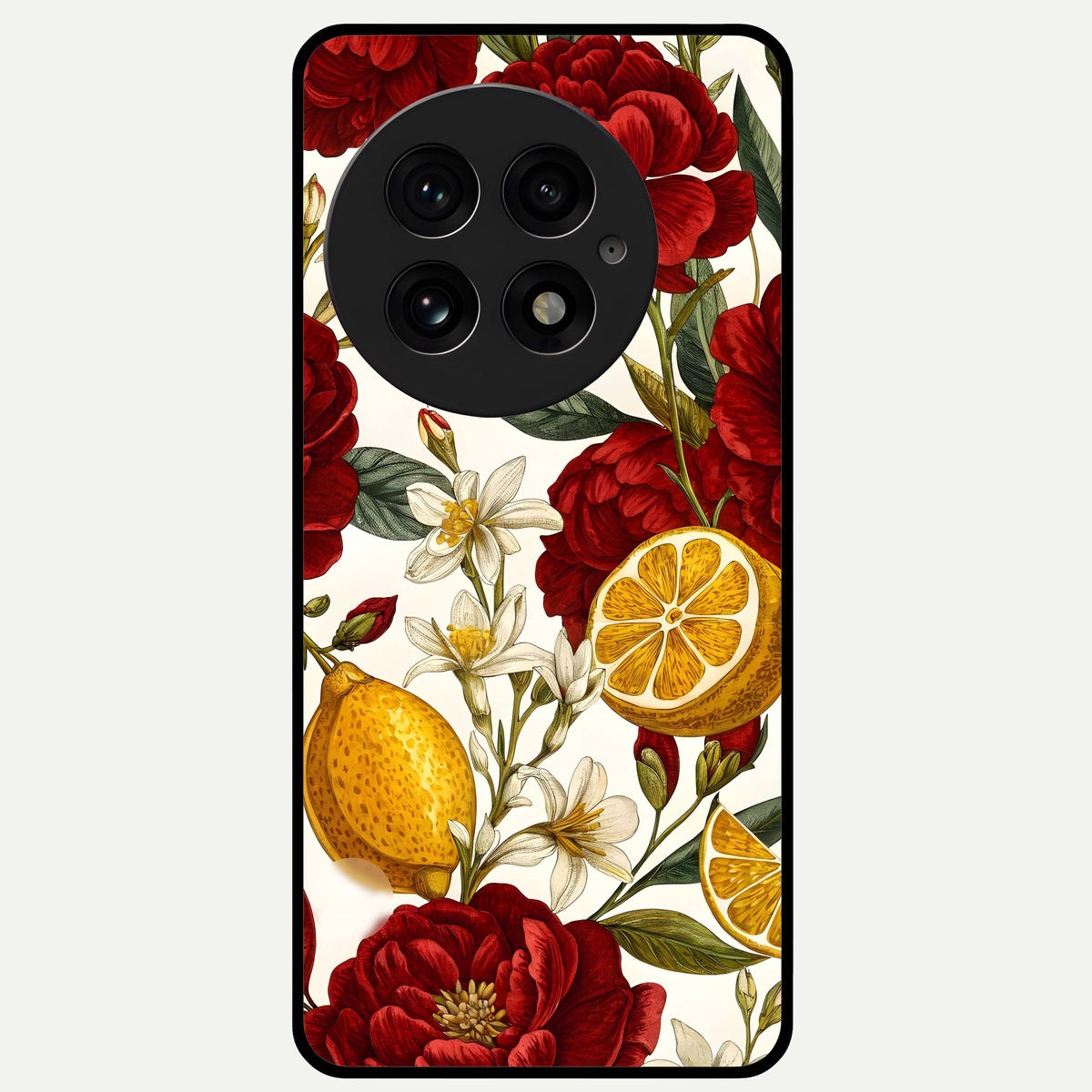  Lemon Rose Charm Glass Case For OnePlus 13 back cover – full design glossy printed glass finish