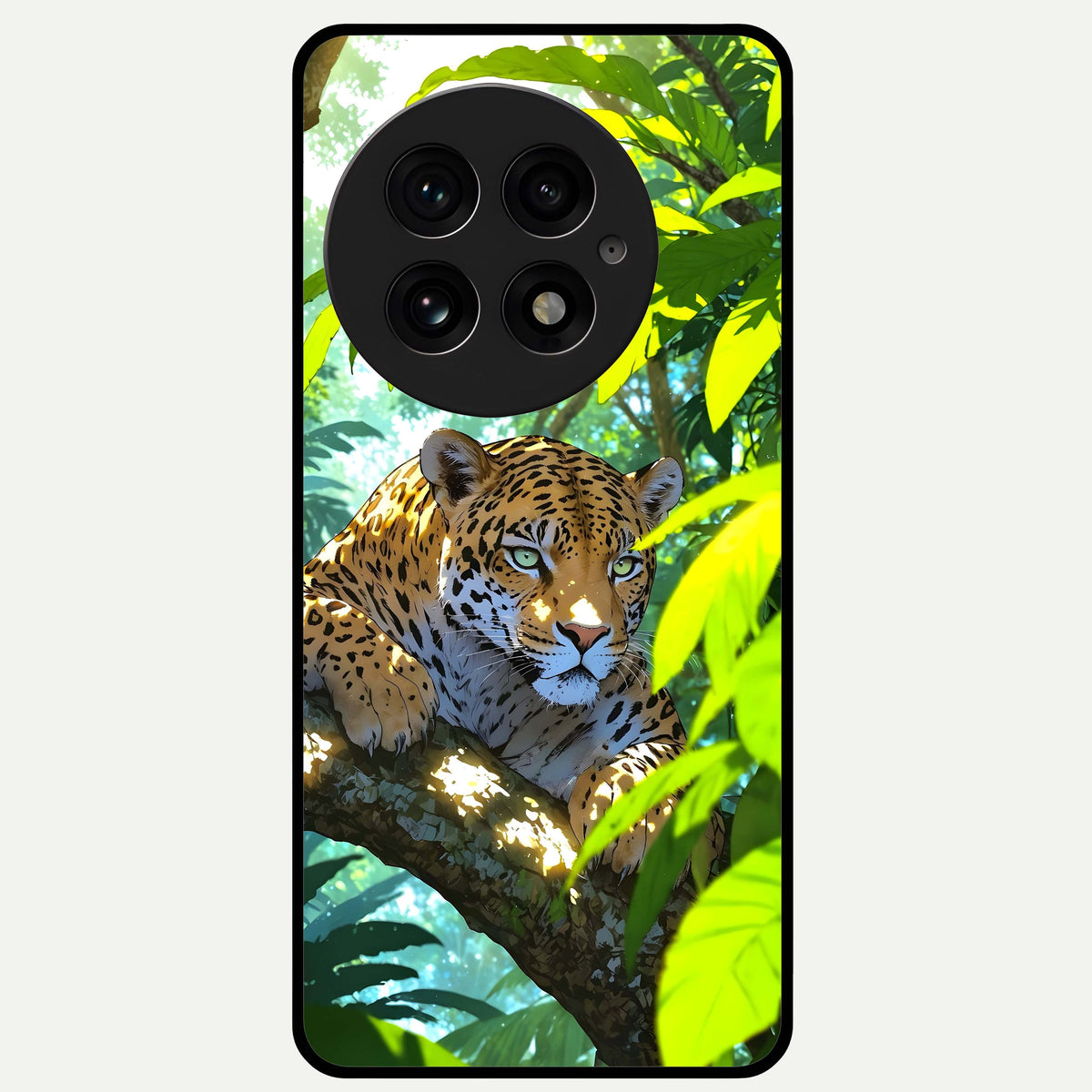  Leopard in Jungle Glass Case For OnePlus 13 back cover – full design glossy printed glass finish