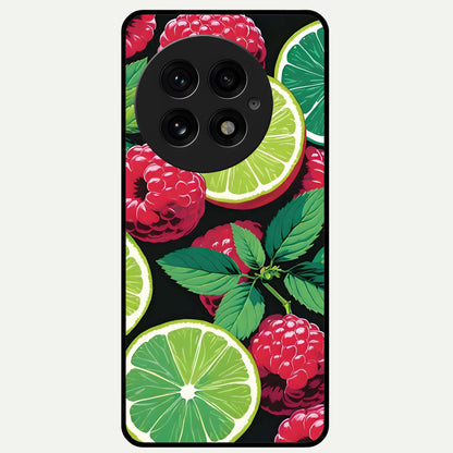  Lime and Raspberry Pattern Glass Case For OnePlus 13 back cover – full design glossy printed glass finish