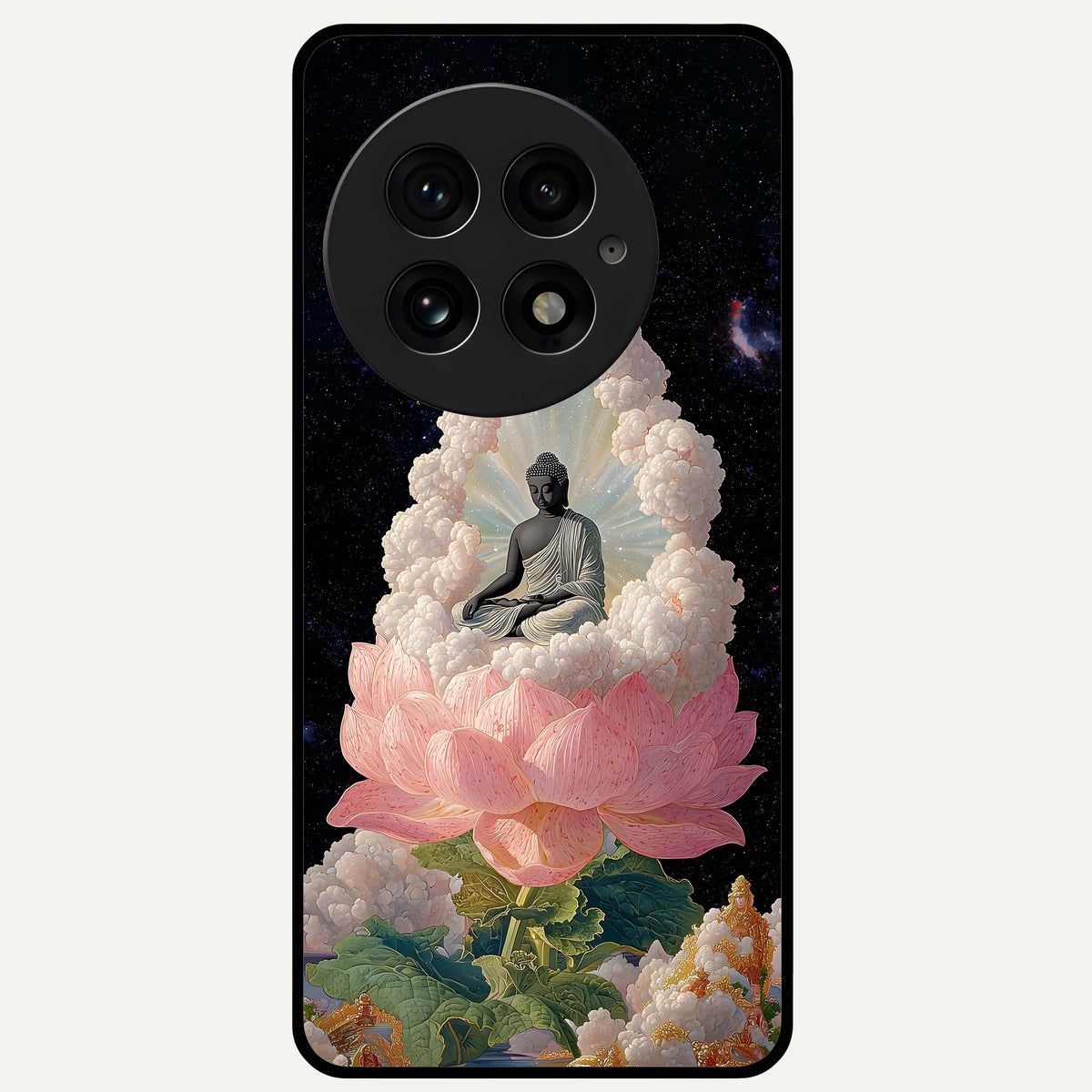  Lotus Divine Peace Glass Case For OnePlus 13 back cover – full design glossy printed glass finish