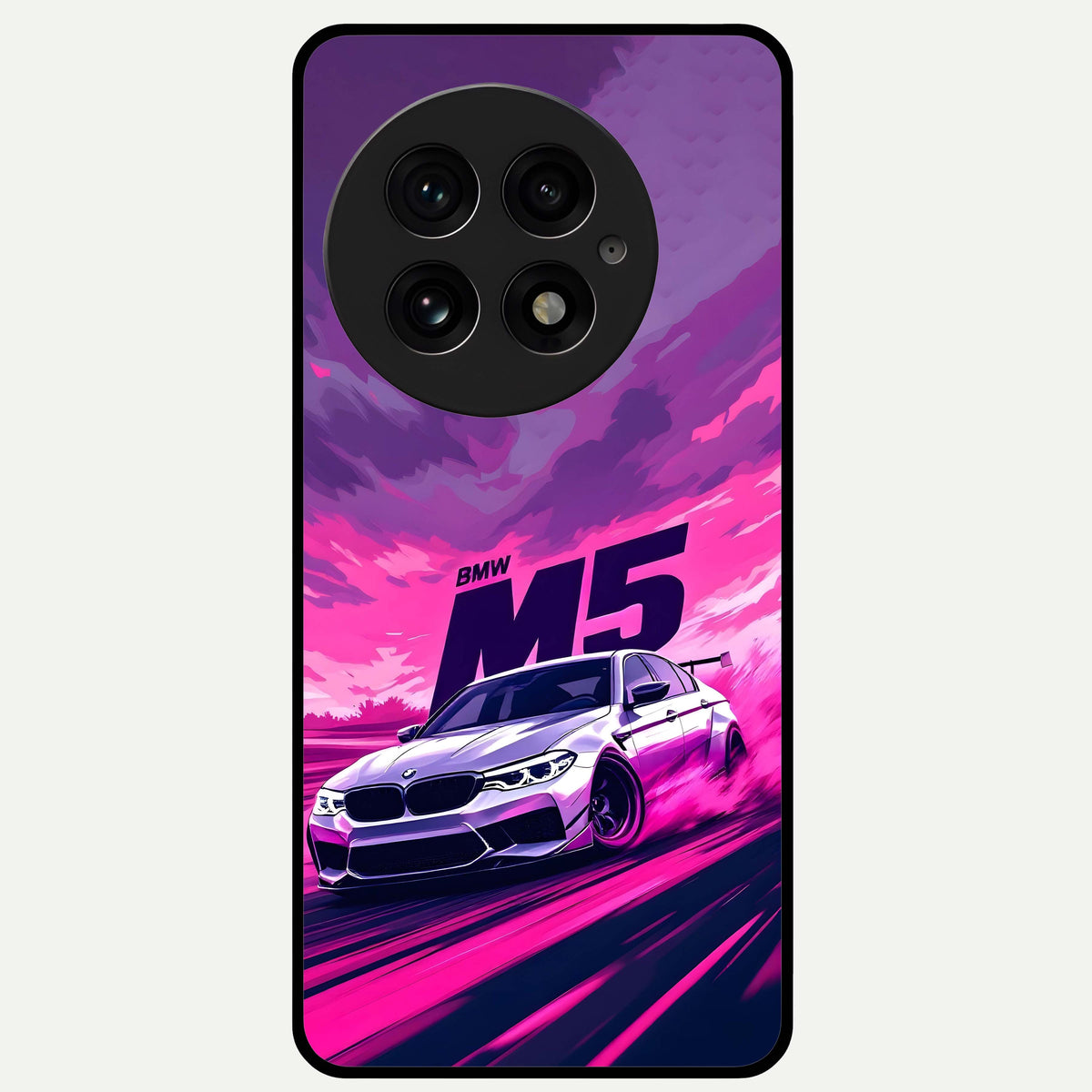  MS Neon Car Glass Case For OnePlus 13 back cover – full design glossy printed glass finish