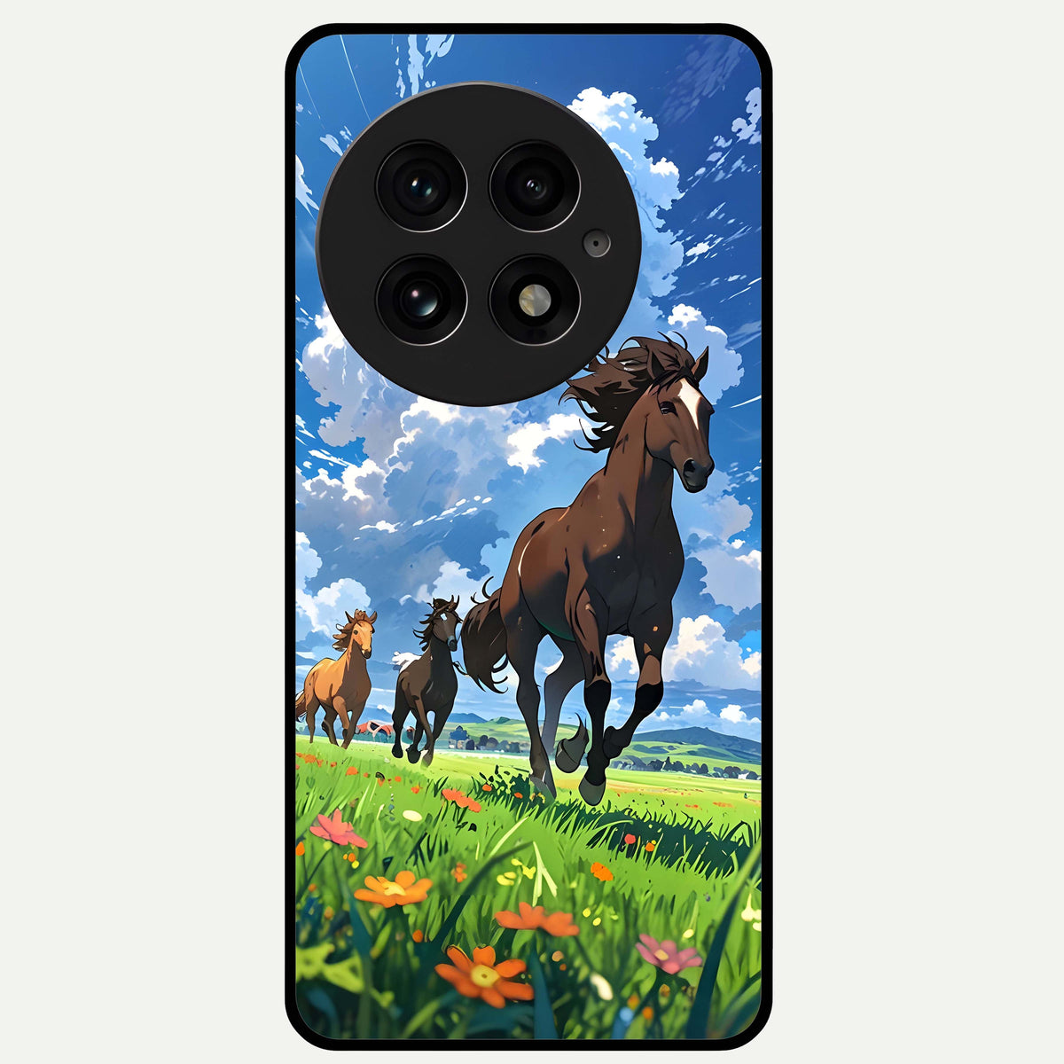  Majestic Horses Galloping Glass Case For OnePlus 13 back cover – full design glossy printed glass finish