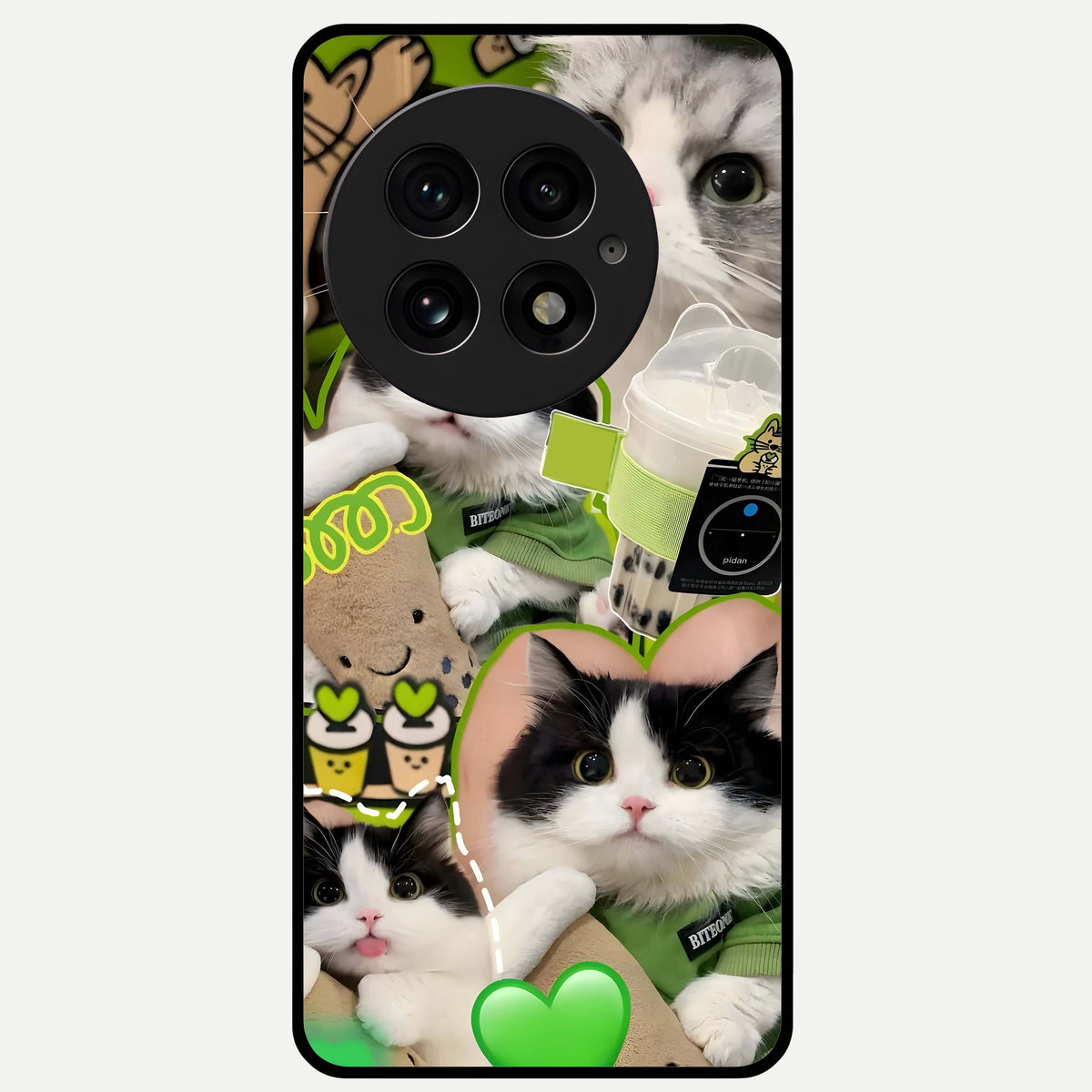  Matcha Cats Mood Glass Case For OnePlus 13 back cover – full design glossy printed glass finish