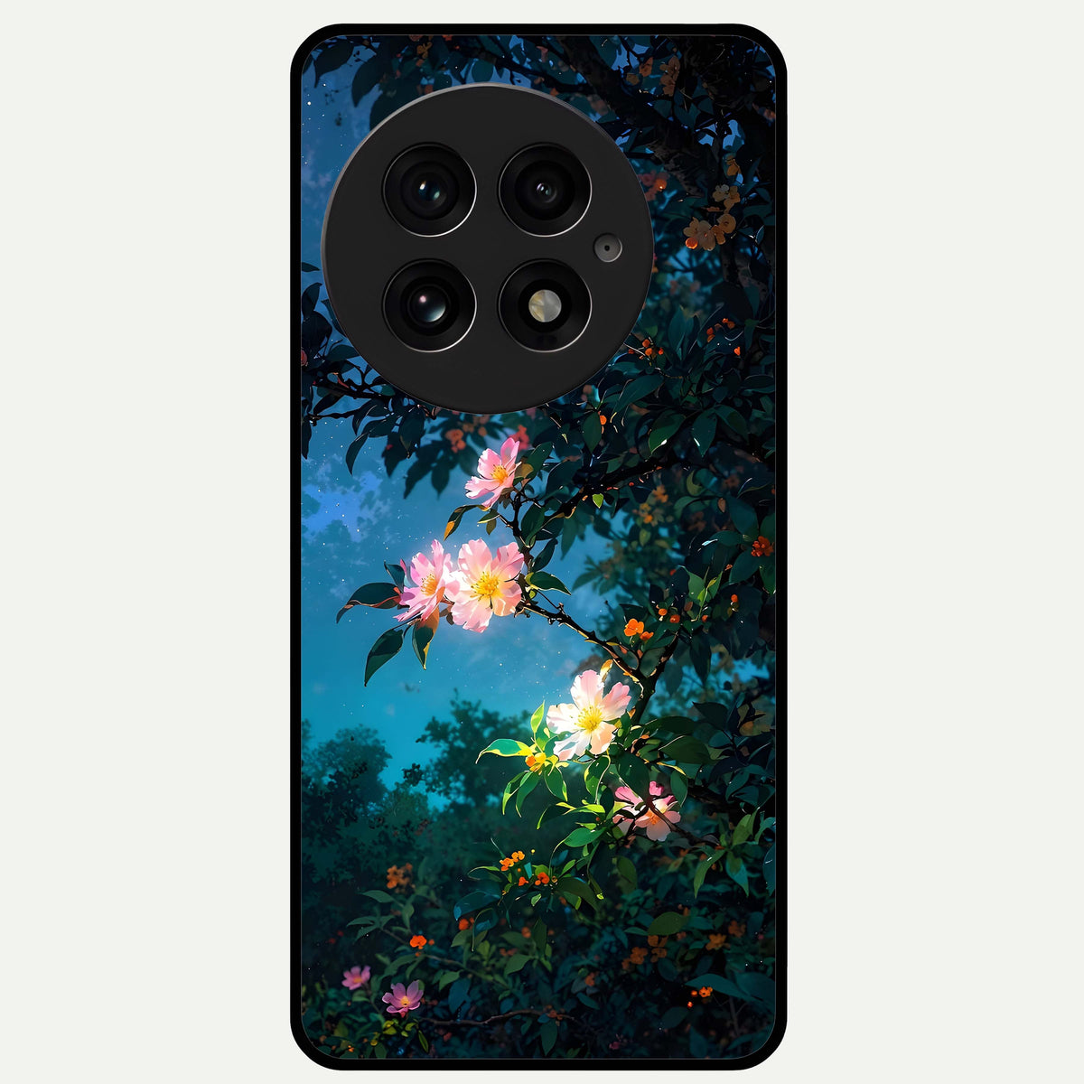  Midnight Bloom Glow Glass Case For OnePlus 13 back cover – full design glossy printed glass finish