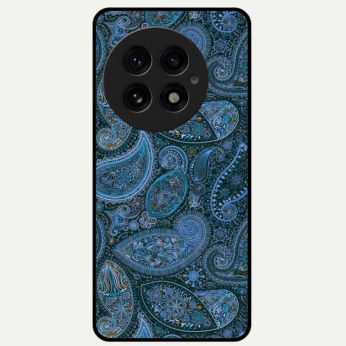  Midnight Paisley Glow Glass Case For OnePlus 13 back cover – full design glossy printed glass finish