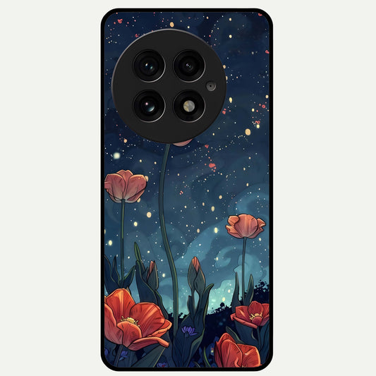  Midnight Tulip Glow Glass Case For OnePlus 13 back cover – full design glossy printed glass finish