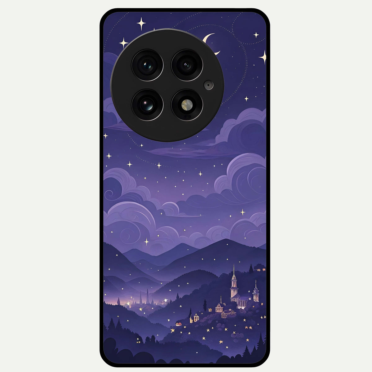  Minimal Night View Glass Case For OnePlus 13 back cover – full design glossy printed glass finish