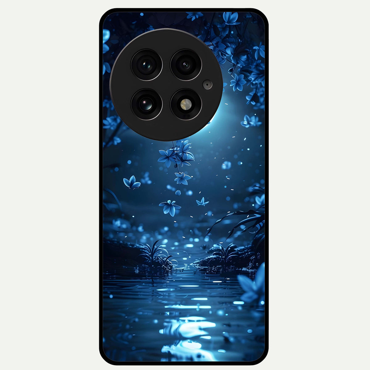  Moonlight Petal Dream Glass Case For OnePlus 13 back cover – full design glossy printed glass finish