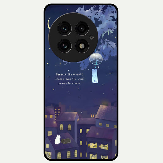  Moonlit Cat Silence Glass Case For OnePlus 13 back cover – full design glossy printed glass finish