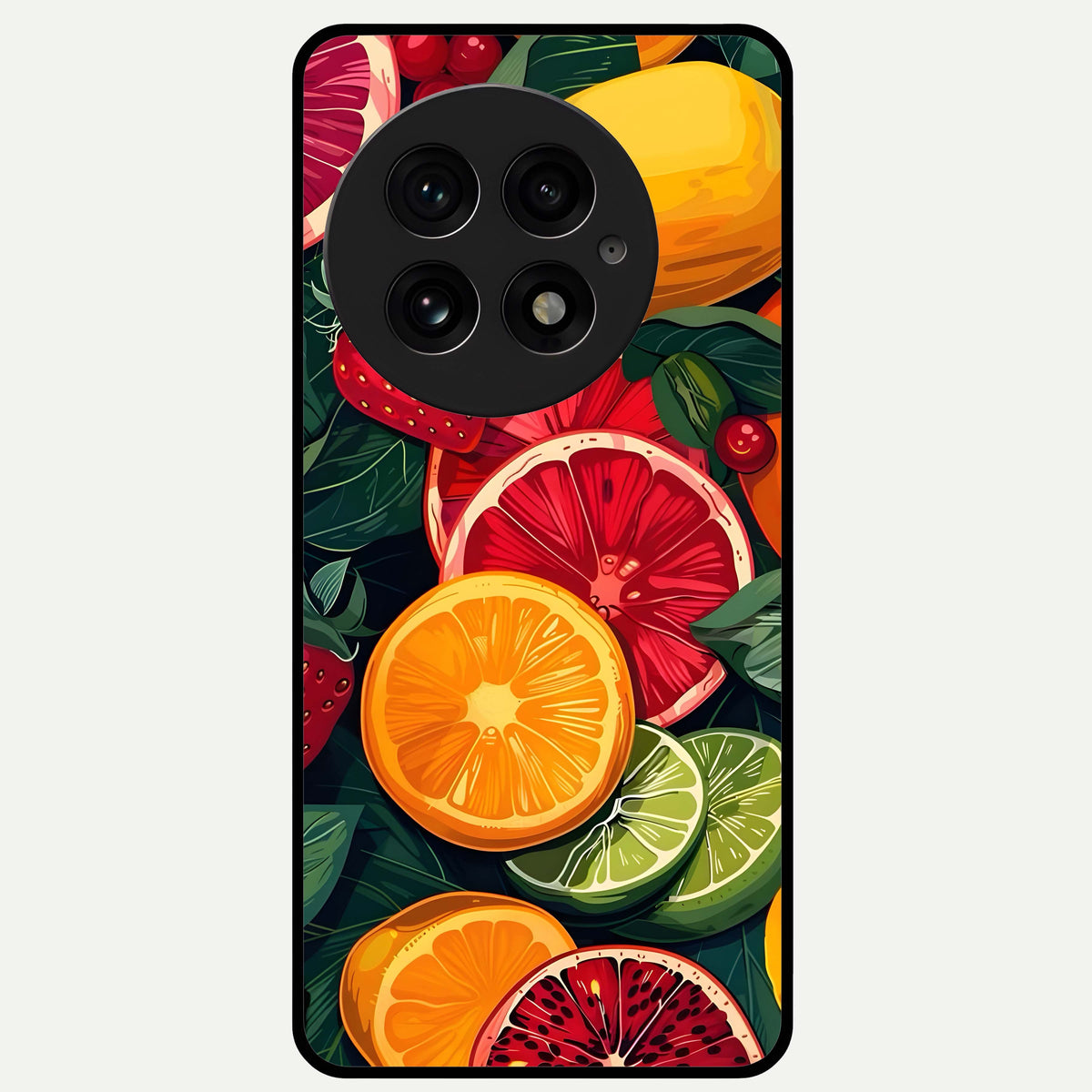  Multiple Fruits Glass Case For OnePlus 13 back cover – full design glossy printed glass finish