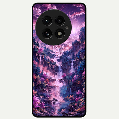  Mystic Cascade Peaks Glass Case For OnePlus 13 back cover – full design glossy printed glass finish