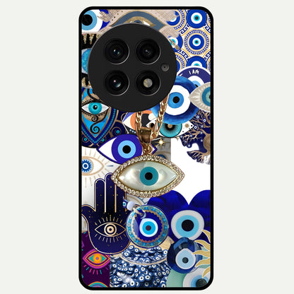  Mystic Charm Eye Glass Case For OnePlus 13 back cover – full design glossy printed glass finish
