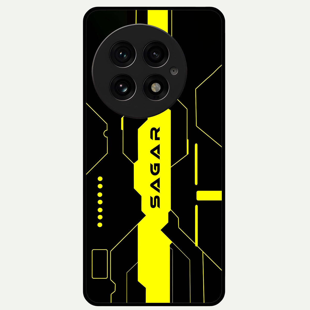  Neon CYBERPUNK Custom Name Glass Case For OnePlus 13 back cover – full design glossy printed glass finish