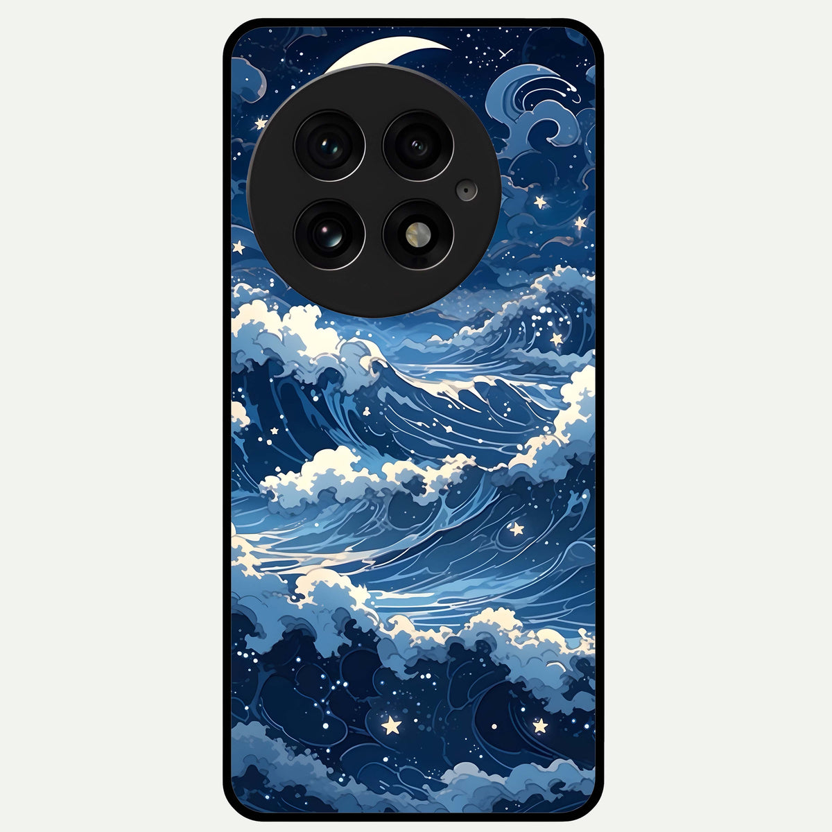  Ocean Moon Waves Glass Case For OnePlus 13 back cover – full design glossy printed glass finish