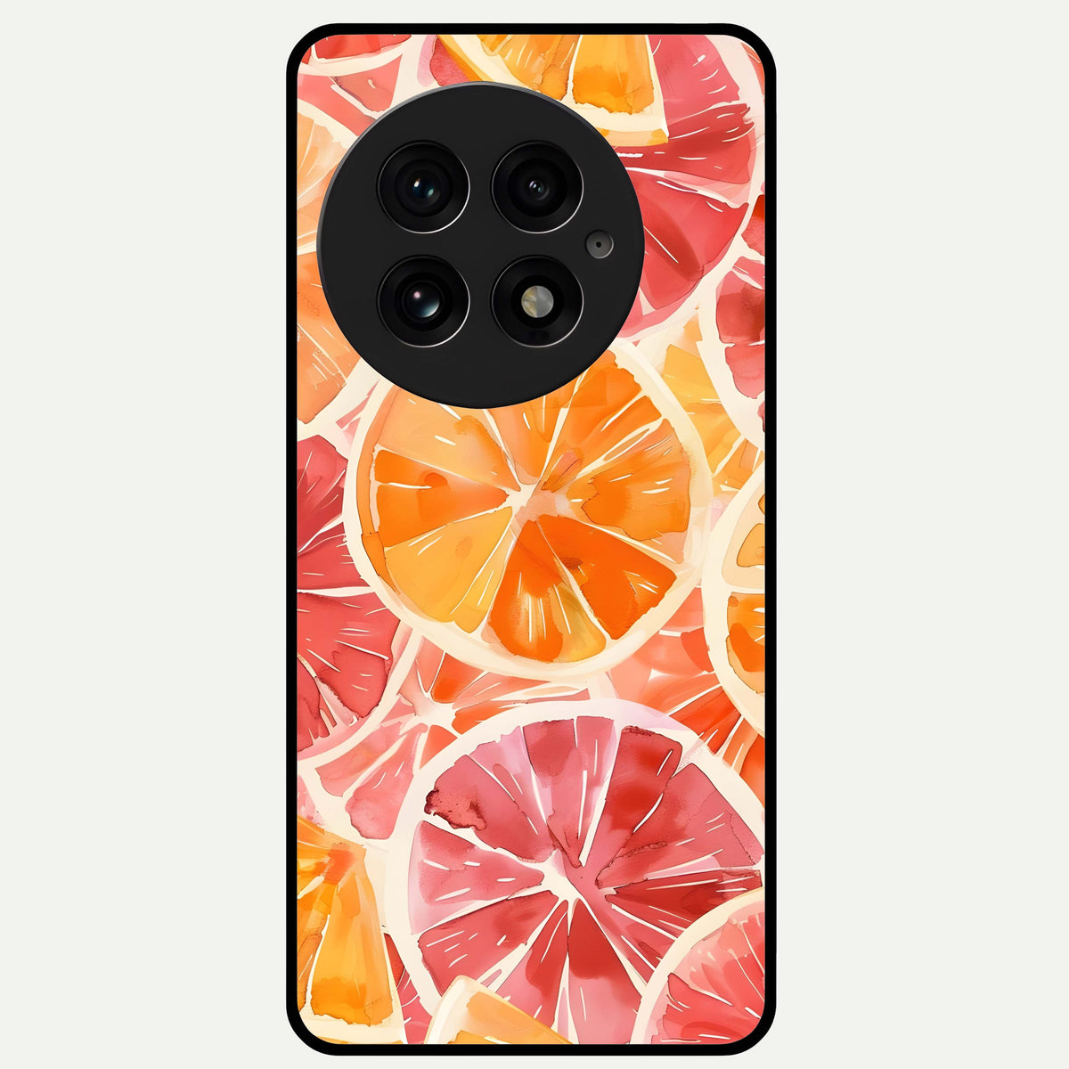  Orange Fruits Pattern Glass Case For OnePlus 13 back cover – full design glossy printed glass finish