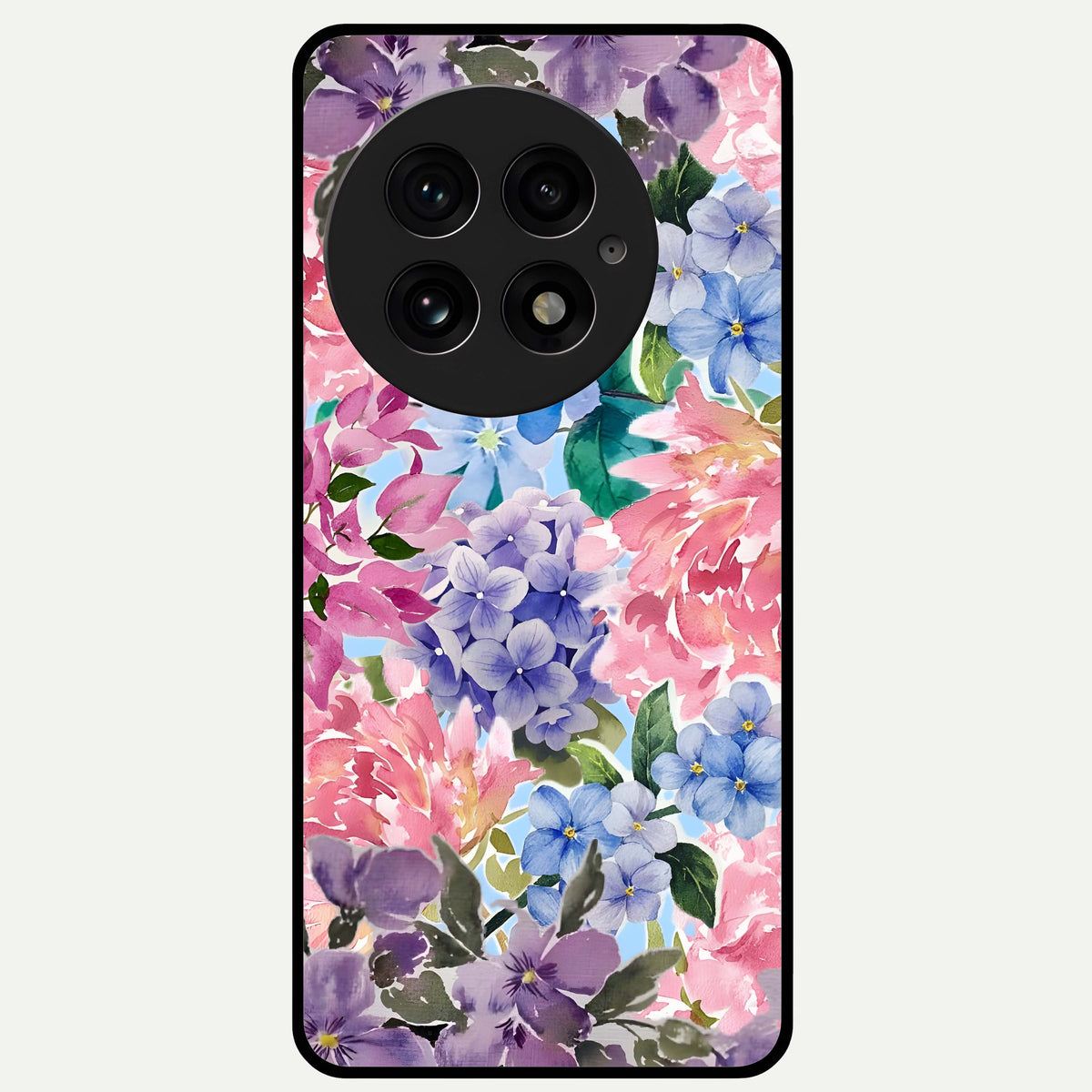  Pastel Floral Mix Glass Case For OnePlus 13 back cover – full design glossy printed glass finish