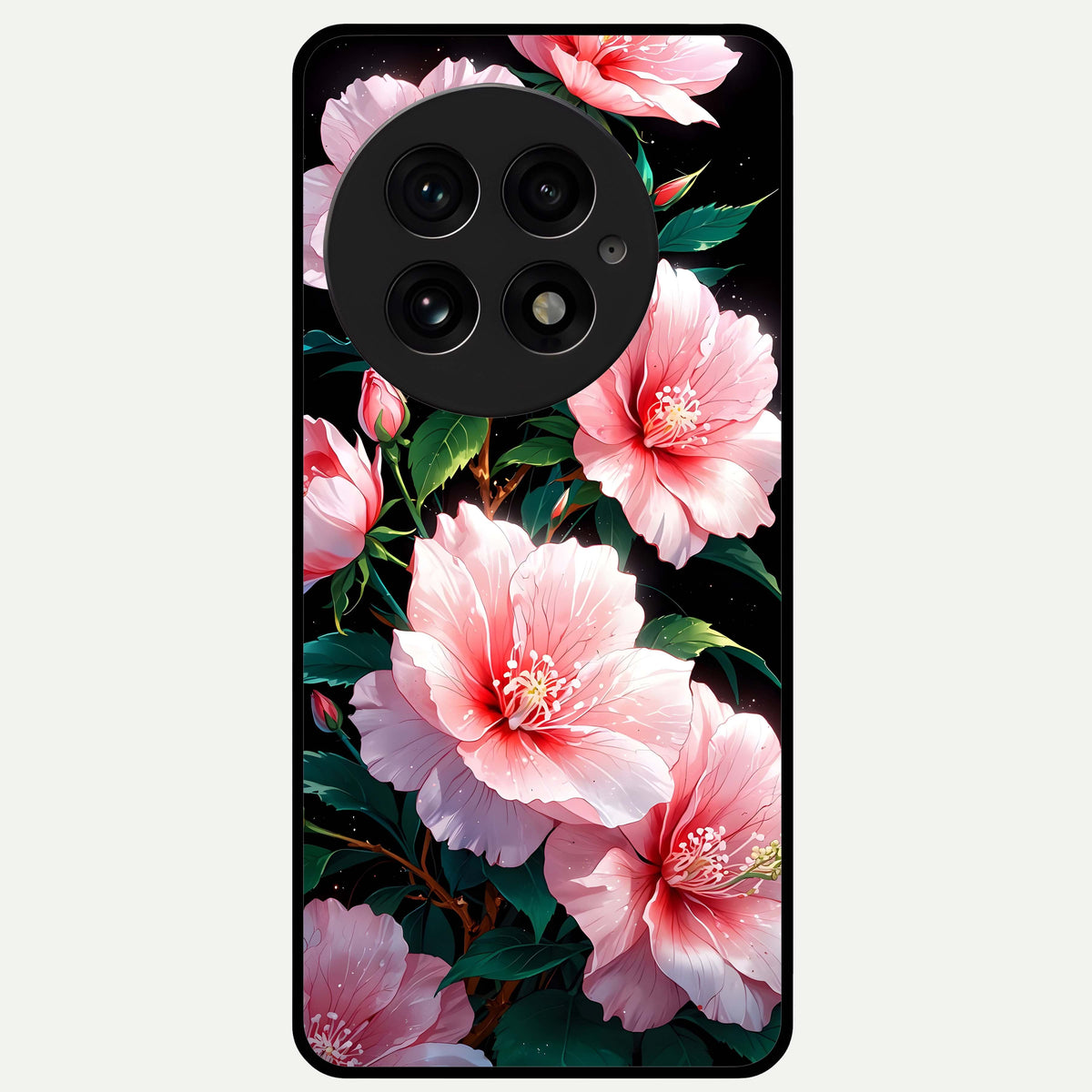  Peach Flower Glass Case For OnePlus 13 back cover – full design glossy printed glass finish