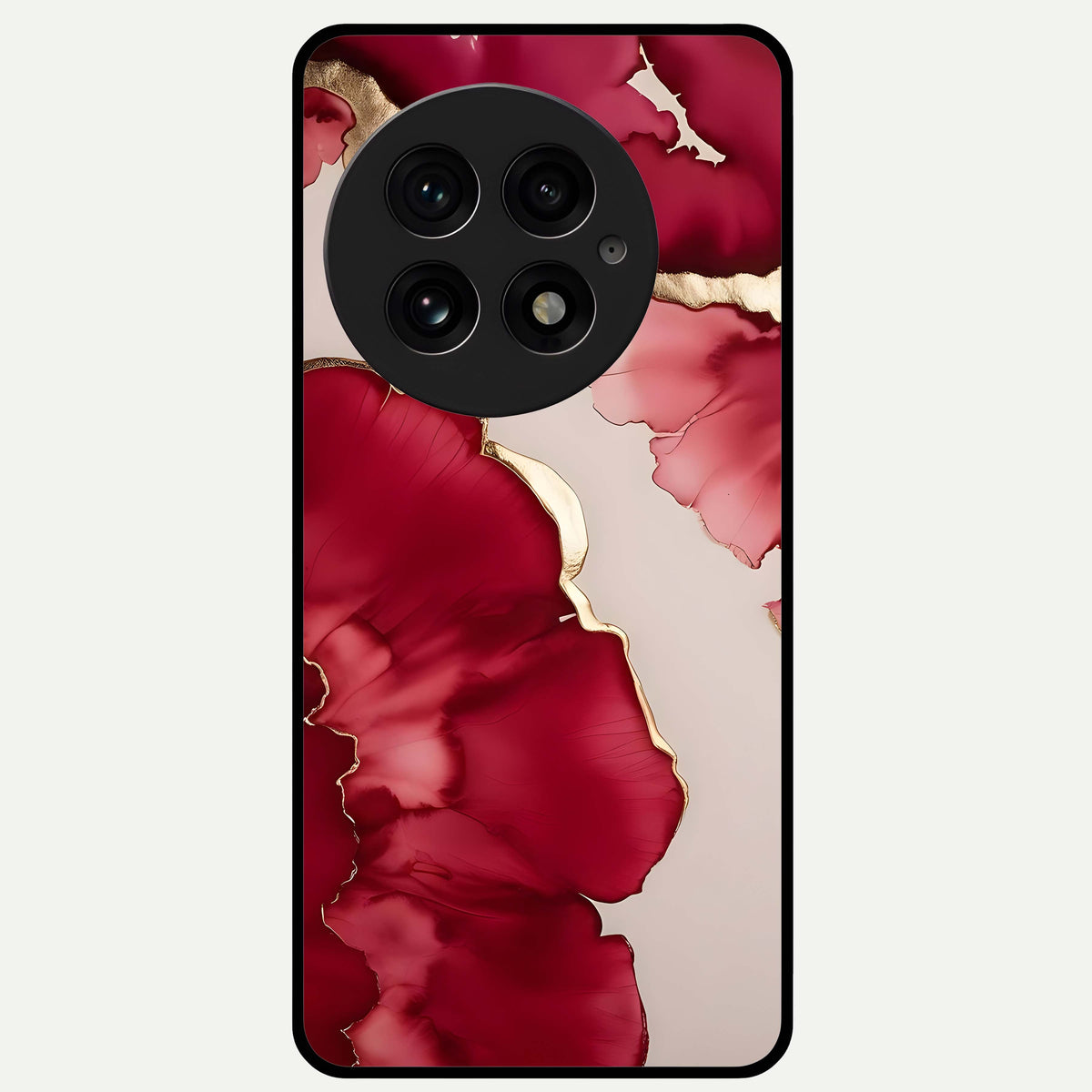  Pink And White Marble Glass Case For OnePlus 13 back cover – full design glossy printed glass finish