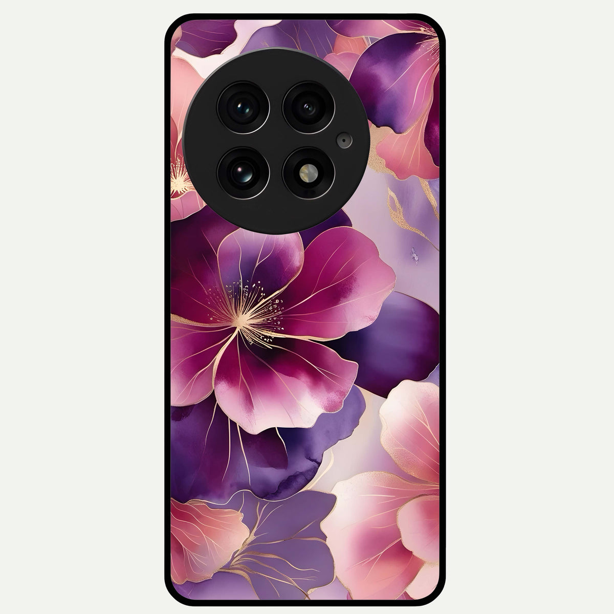  Pink Bouquet Florals Glass Case For OnePlus 13 back cover – full design glossy printed glass finish