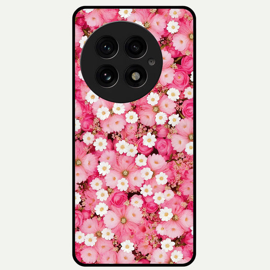  Pink Daisy Bliss Glass Case For OnePlus 13 back cover – full design glossy printed glass finish