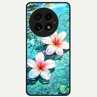  Pink Flowers in Water Glass Case For OnePlus 13 back cover – full design glossy printed glass finish