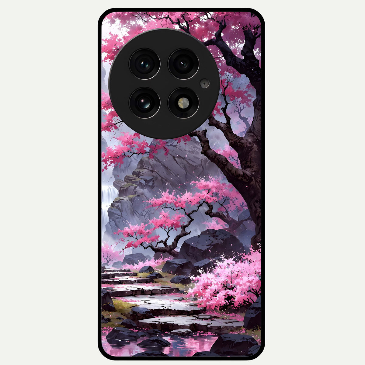  Pink Sunflower Glow Glass Case For OnePlus 13 back cover – full design glossy printed glass finish