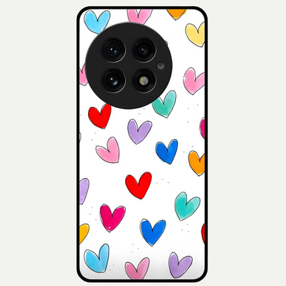  Playful Love Doodles Glass Case For OnePlus 13 back cover – full design glossy printed glass finish
