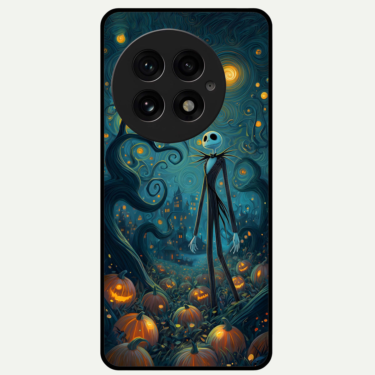 Pumpkin Moon Night Glass Case For OnePlus 13 back cover – full design glossy printed glass finish