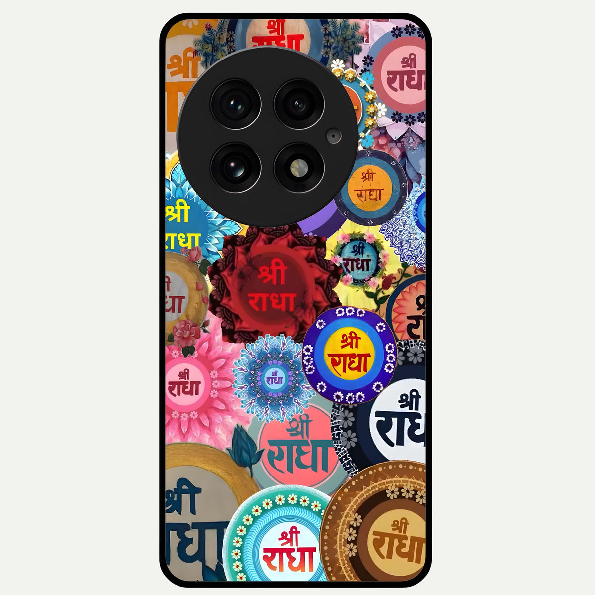  Radha Divine Bloom Glass Case For OnePlus 13 back cover – full design glossy printed glass finish