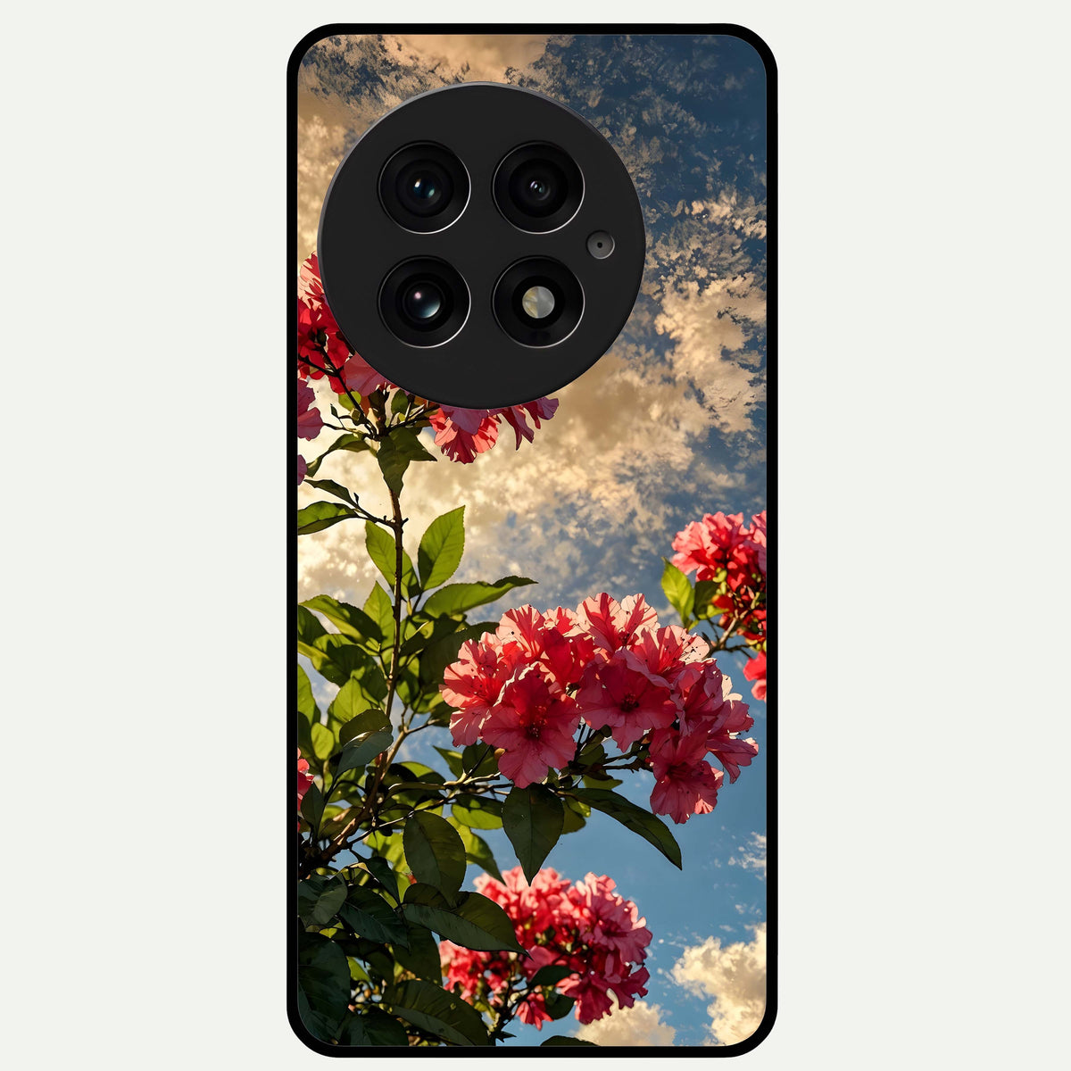  Red Bloom Skies Glass Case For OnePlus 13 back cover – full design glossy printed glass finish