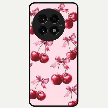  Red Cherries Pattern Glass Case For OnePlus 13 back cover – full design glossy printed glass finish