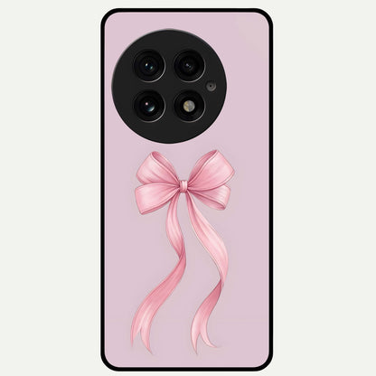  Soft Blush Bow Glass Case For OnePlus 13 back cover – full design glossy printed glass finish