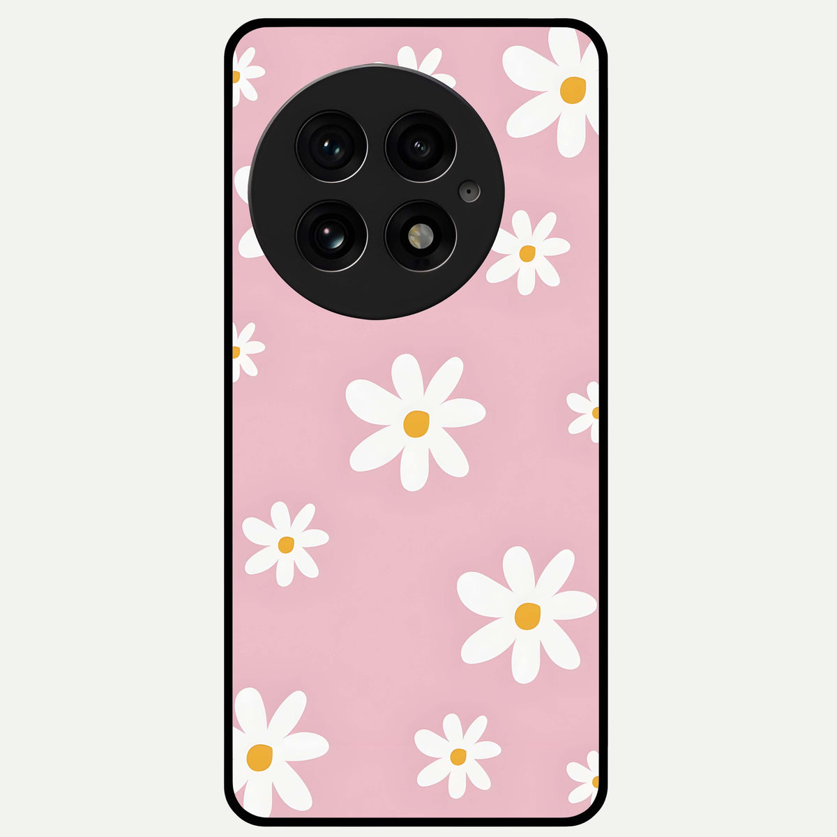  Soft Daisy Bliss Glass Case For OnePlus 13 back cover – full design glossy printed glass finish