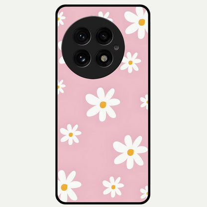 Soft Daisy Bliss Glass Case For OnePlus 13 back cover – full design glossy printed glass finish