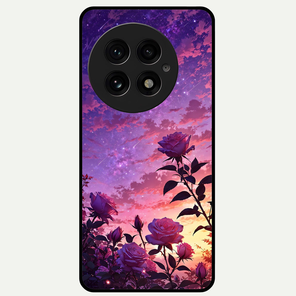  Starlit Rose Twilight Glass Case For OnePlus 13 back cover – full design glossy printed glass finish