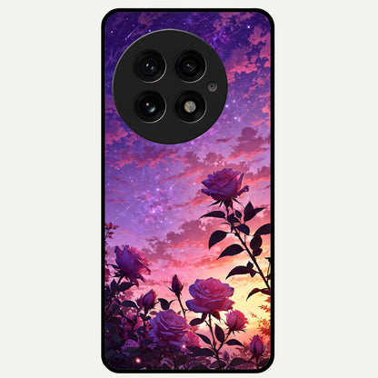  Starlit Rose Twilight Glass Case For OnePlus 13 back cover – full design glossy printed glass finish