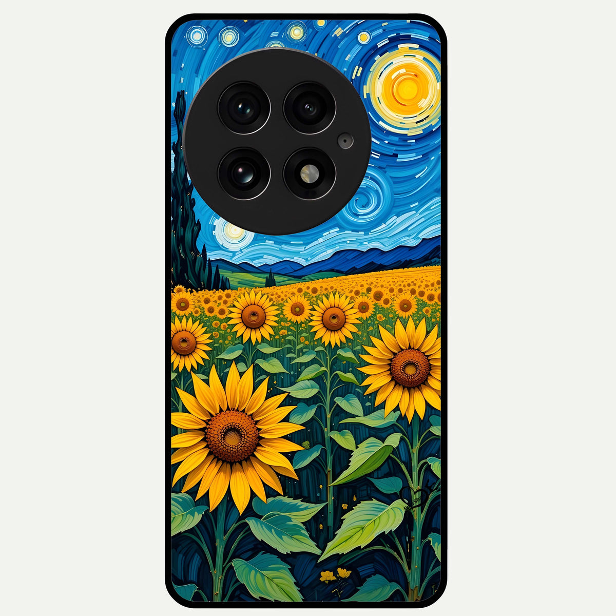  Starry Sunflower Dreams Glass Case For OnePlus 13 back cover – full design glossy printed glass finish
