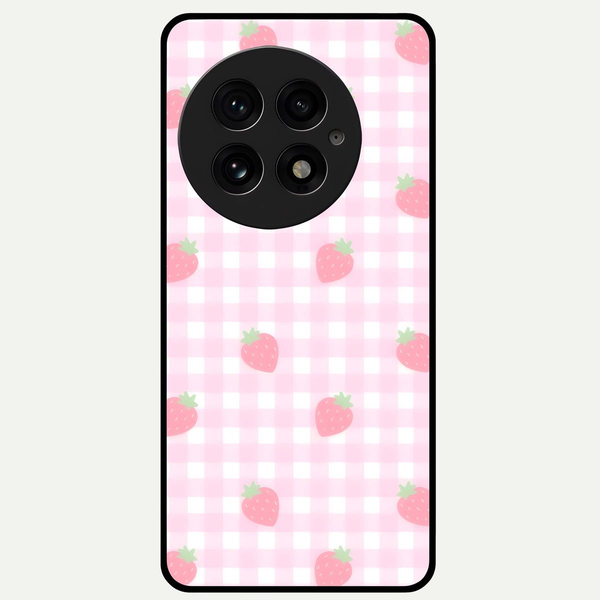  Strawberry Picnic Love Glass Case For OnePlus 13 back cover – full design glossy printed glass finish