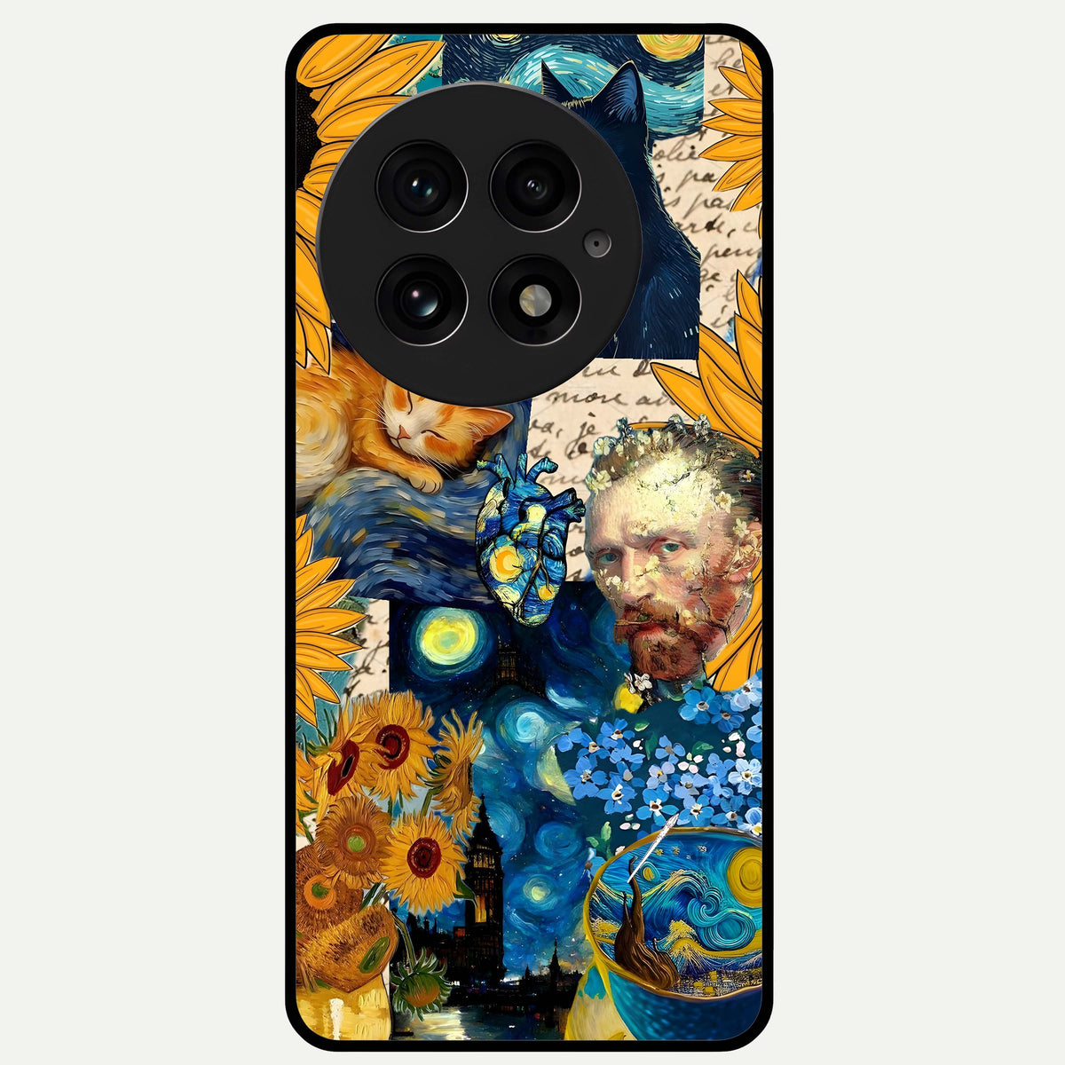  Sunflower Chic Mood Custom Name Glass Case For OnePlus 13 back cover – full design glossy printed glass finish