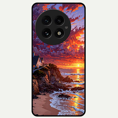 Sunset House By Sea Glass Case For OnePlus 13 back cover – full design glossy printed glass finish