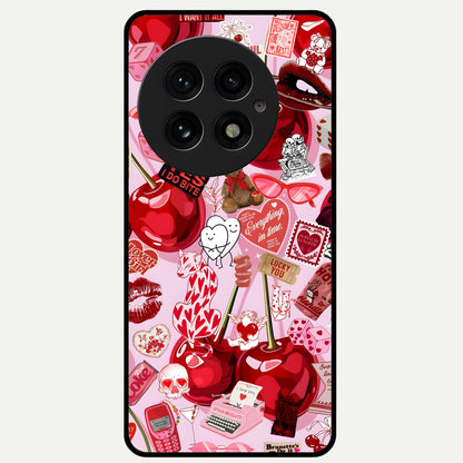  Sweet Cherry Chaos Glass Case For OnePlus 13 back cover – full design glossy printed glass finish