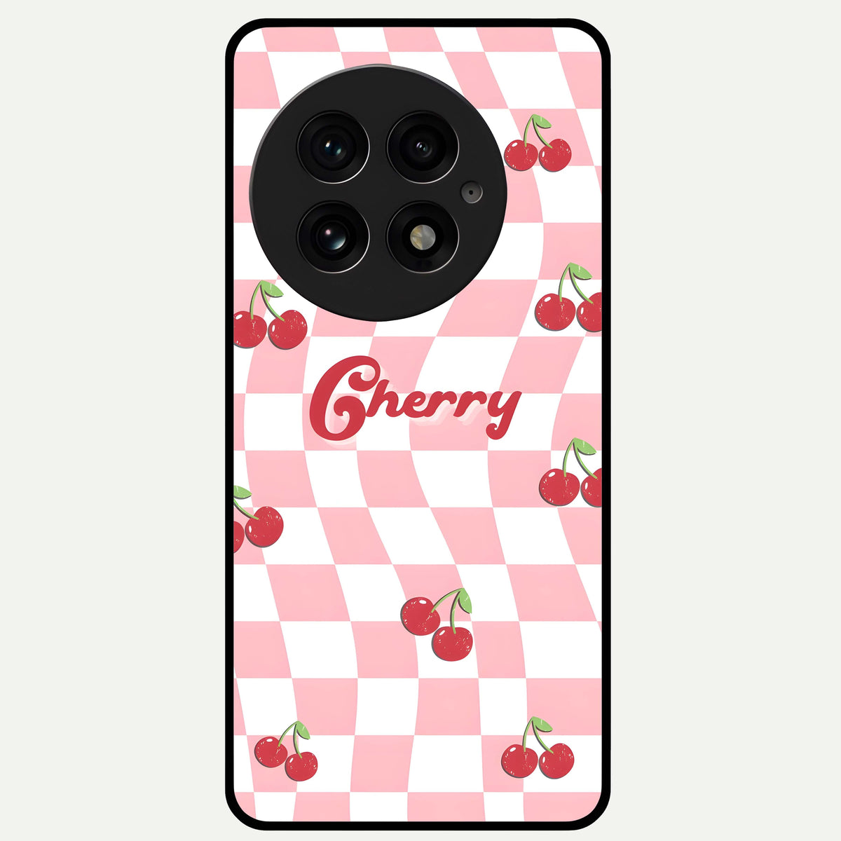  Sweet Cherry Vibes Glass Case For OnePlus 13 back cover – full design glossy printed glass finish
