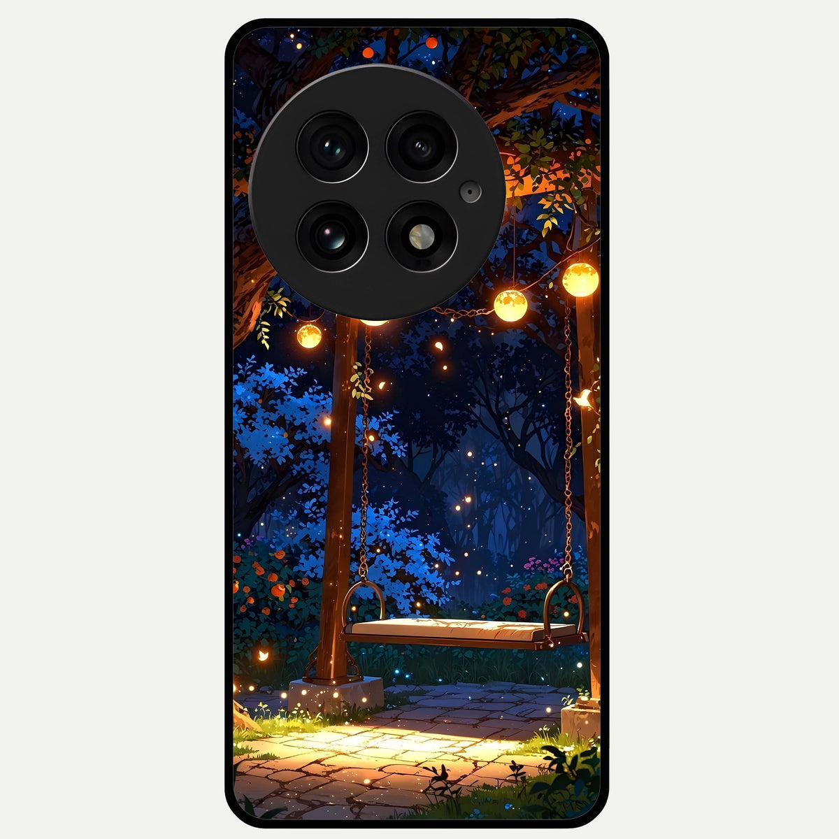  Twilight Garden Swing Glass Case For OnePlus 13 back cover – full design glossy printed glass finish