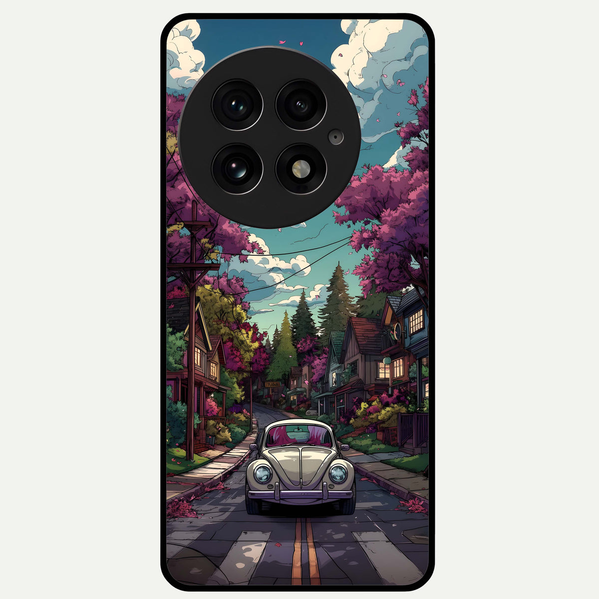  Vintage Street Drive Glass Case For OnePlus 13 back cover – full design glossy printed glass finish
