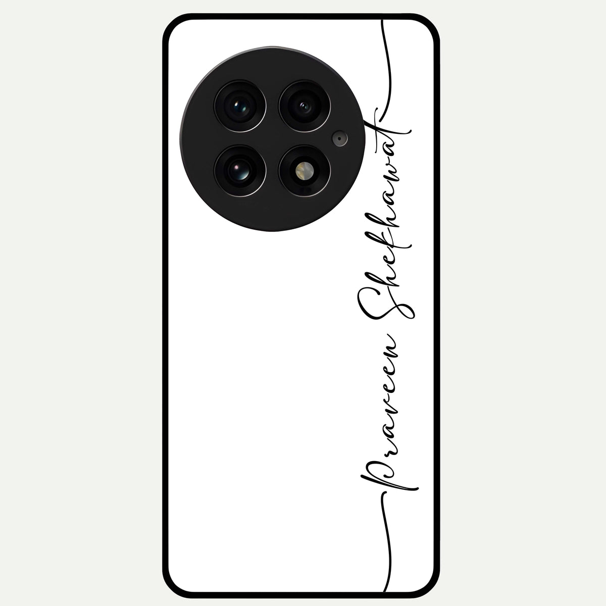  White Tune Custom Name Glass Case For OnePlus 13 back cover – personalized glossy printed glass finish