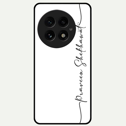  White Tune Custom Name Glass Case For OnePlus 13 back cover – personalized glossy printed glass finish